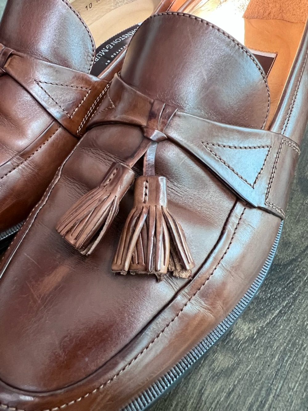 Johnston & Murphy Handcrafted in Italy Brown Leather Tassel Loafers 10 M - Picture 15 of 16